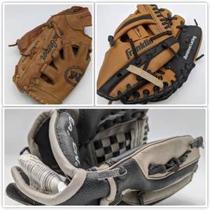 Sports Collection- Three Baseball Mitts
