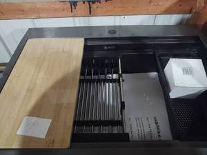 lot 234 image: Akdy matte-black Drop-in kitchen si...
