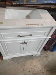 lot 249 image: White Vanity marble top is cracked ...
