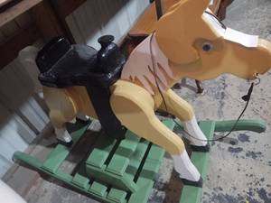 lot 253 image: Hand crafted wood rocking horse. He...