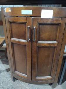lot 255 image: Solid wood 2 Door brown vanity with...