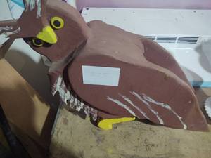 lot 275 image: Hand crafted wooden Owl...