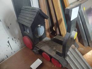 lot 279 image: Hand crafted train squirrel feeder...