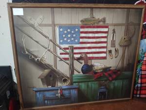 lot 280 image: Picture with loon and American Flag...