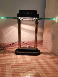 lot 149 image: Brass And Glass Or Similar Material Dimmer Table Lamp