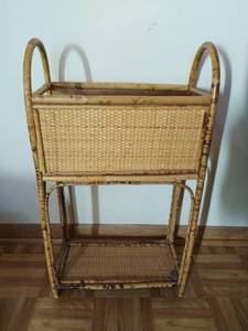 lot 153 image: Vintage Wicker And Bamboo Magazine Rack
