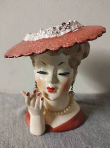 lot 53 image: Vintage 1958 Lady Head Vase Bust