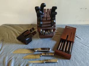 lot 323 image: Three Knife Blocks with Various Brand Knives