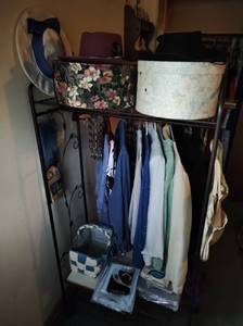 lot 371 image: Garment Rack with Contents- Including Vintage Hats