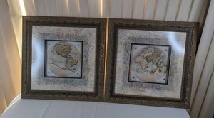 lot 168 image: Set of (2) Beautifully Framed Map Art