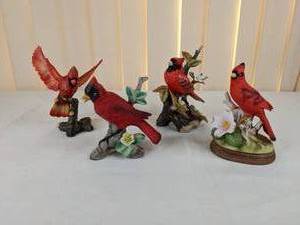 lot 180 image: Lot of (4) Vintage Porcelain Cardinal Figurines (Homco, Hachiro Goto, Lefton and Other)