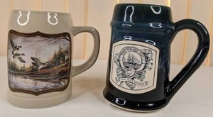 lot 151 image: Set of (2) Mugs Terry Hadlin Backwoods Cabin Wood Duck Large Mug 4081 - Vintage & The Wharf Rag Mug