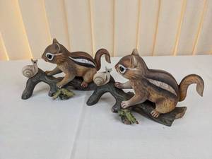 lot 178 image: Two Vintage Porcelain Figures, Chipmunk Meets Snail from Masterpiece by Homco