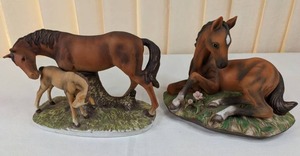 lot 162 image: Vintage Masterpiece Porcelain ColtFoal & Thoroughbred Horse w Spring ColtFoal Figurine by HOMCO