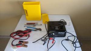 lot 297 image: DieHard 12 Volt Battery Charger, Jumper Cables, Tools, 10 Minute Safety Fusee