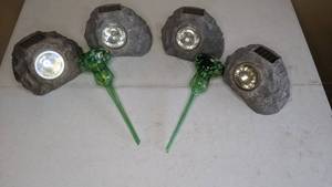 lot 284 image: Garden Decor - Solar Rock Lights & Glass Mushrooms