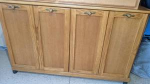 lot 291 image: Quad-Trash Can Wood Cabinet