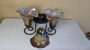 lot 302 image: Quoizel Light Fixture with Iridescent Shades