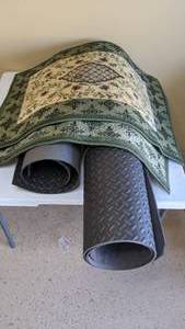 lot 342 image: Lot of (2) Decorative Rugs and Black Foam Mats