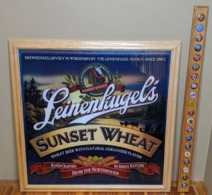 lot 19 image: Lot of Beer Decor Leinenkugels Beer Sign & Bottlecap Display