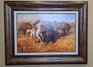 lot 4 image: Andy Thomas Signed & Numbered Art Print-Buffalo Hunt
