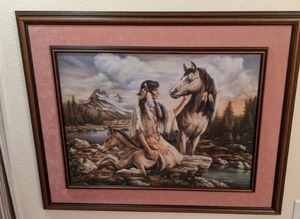 lot 14 image: Framed and Matted Russ Docken Art Print Unsigned Cha-SkaFirst Born