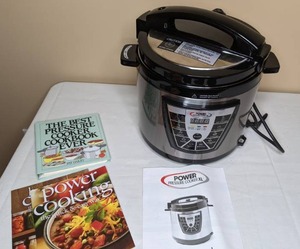 lot 245 image: Power Pressure Cooker and Cookbooks