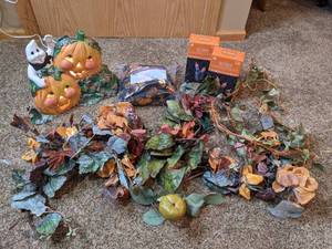 lot 93 image: Artificial Fall Foliage and Halloween Decor