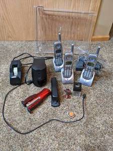 lot 80 image: Lot of (3) Cordless Phones and Office Supplies