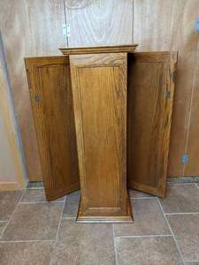 lot 109 image: Wood Tall Side Table Dual-Door Storage