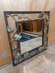 lot 105 image: Elegant Square Leaf Metallic Mirror