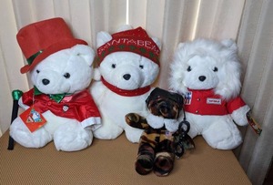 lot 144 image: Set of (3) Santa Christmas Bears and Camo SKM Plush Bear