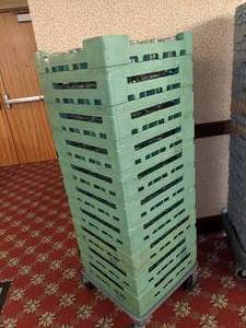 lot 453 image: Set of (10) Dishwasher Racks w Platform Dolly & Large Lot of Glasses