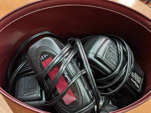 lot 532 image: Trash Can and Several Alarm Clocks