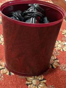 lot 536 image: Trash Can and Several Alarm Clocks