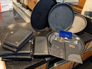 lot 190 image: Server Lot Serving Trays, Server Books, & More