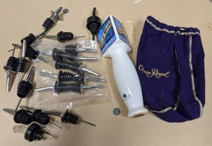 lot 199 image: Bar Lot Vintage Blue Moon Belgian White Ale Beer Tap Porcelain Handle, Crown Bag, & Stainless Steel Pours