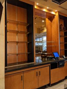 lot 11 image: Wall Cabinet and Glass Shelf Unit with Beverage Cooler