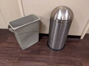 lot 103 image: Trashcan Lot Brushed Silver & Utility Trashcan