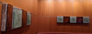 lot 35 image: Set of 2 White and Brown Glass Wall Decor