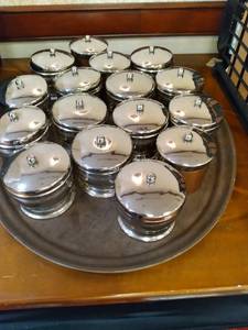lot 719 image: Collection of Silver Ice Buckets with Lids and Silver Serving Trays