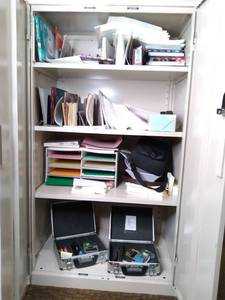 lot 788 image: Large White Upright Cabinet and Contents