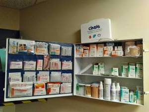 lot 945 image: Cintas Medical Box Filled with First Aid Supplies