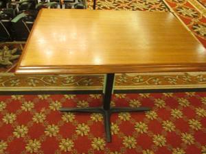 lot 313 image: Small Wooden Rectangular Pedestal Table