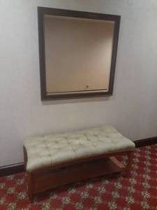 lot 692 image: Large Wall Mirror and Tufted Bench