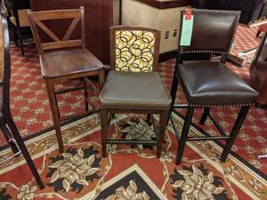 lot 639 image: Lot of 2 Bar Height Chairs & 1 Regular Height Chair