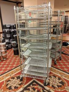 lot 351 image: Rolling Bakers Rack with Pans
