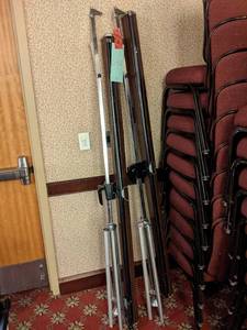 lot 632 image: Lot of 2 Portable Pull Down Projector Screens