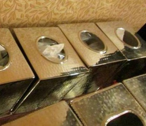 lot 332 image: (Lot of 25) Hammered-Metal Tissue Box Covers