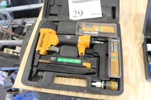 lot 29 image: Bostitch Pneumatic Nailer  with Accessories and Plastic Case
